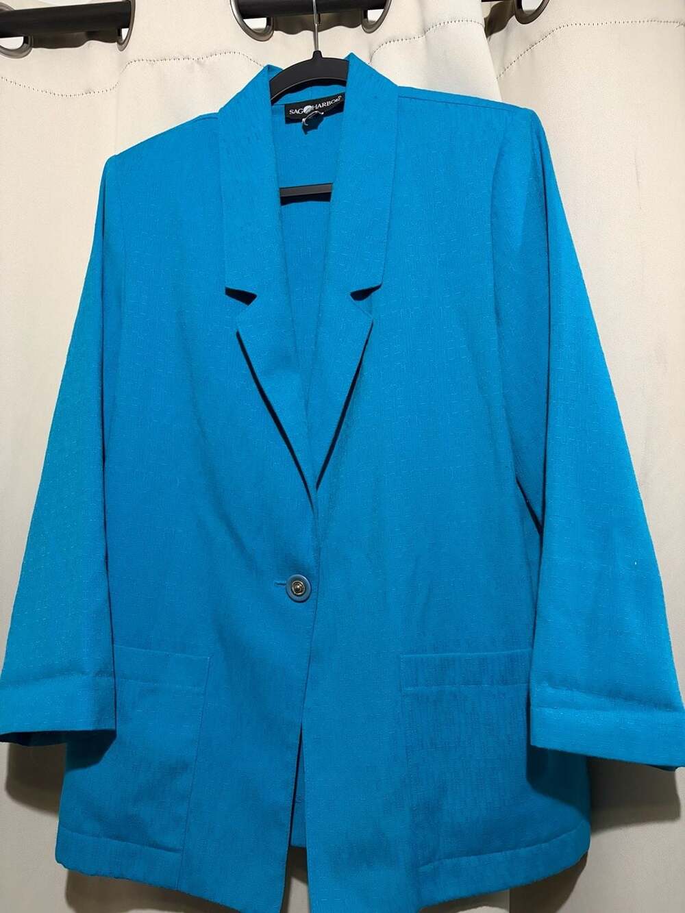 Sag Harbor Women's Teal Blue Single-Button Blazer Jacket